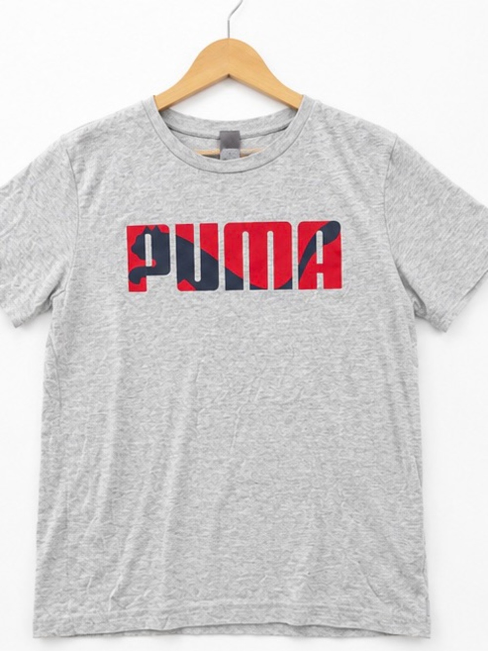 PUMA Boys Gray Logo Graphic T-Shirt Short Sleeve Crew Neck Tee